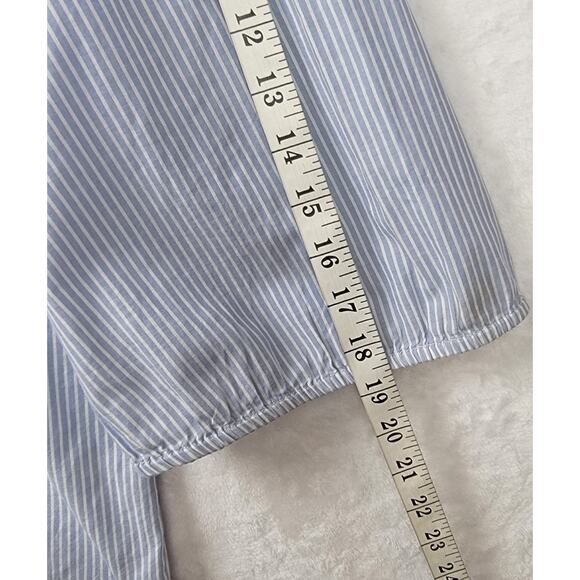 2X Tunic Boho Red Embroidery Pullover Top 3/4 Sleeve Blue White Stripe Casual - Picture 12 of 13